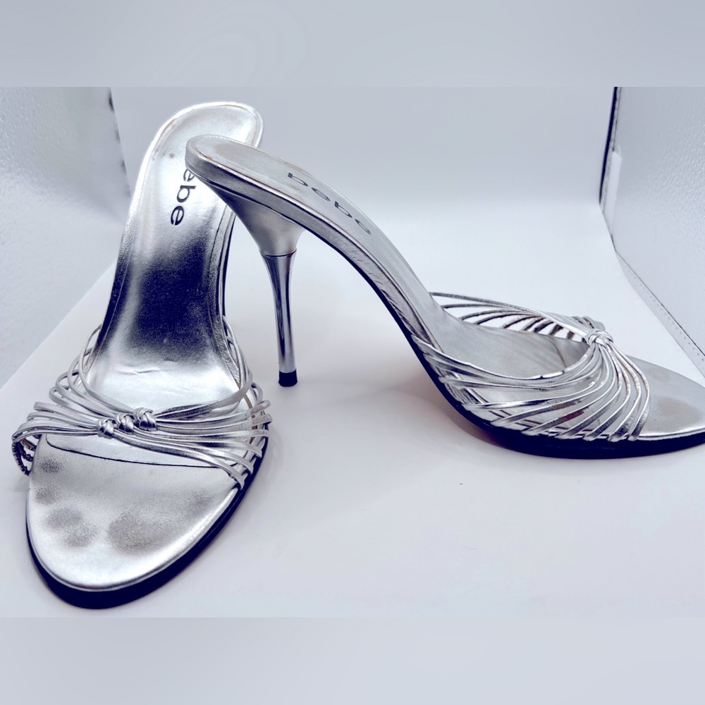 Cute Bebe Shoes, 6.5 Medium, Silver, Preowned/Used. See pictures. Final Price.